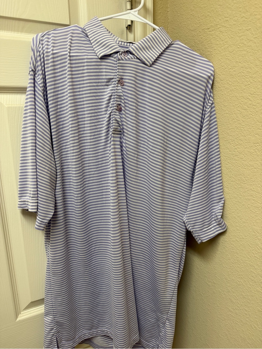 Saint Bernard Men’s Striped Polo Shirt - Light Purple & White
